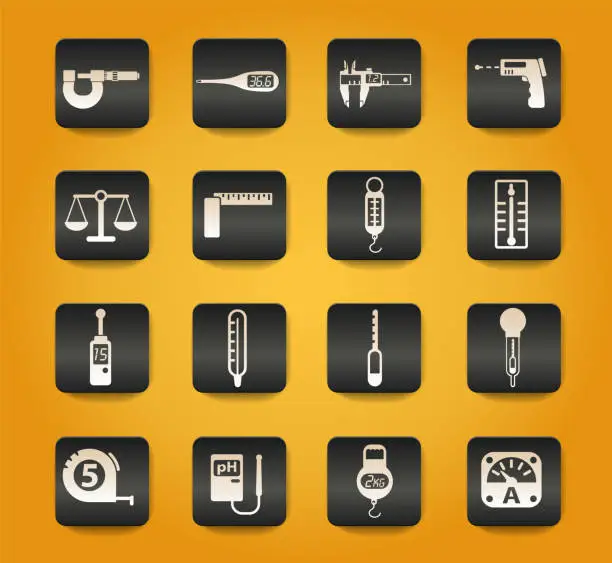 Vector illustration of measuring tools icon set