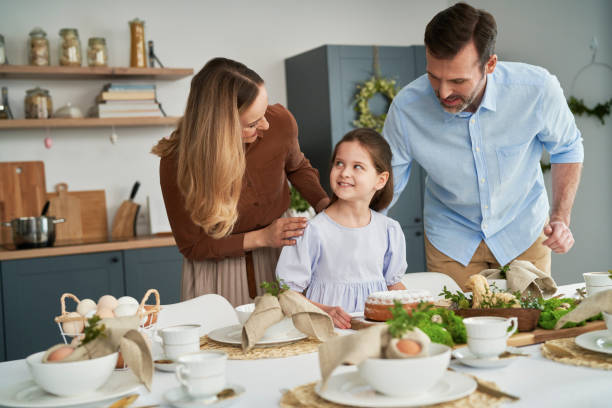 istock Caucasian family before an easter dinner at home 1375264545