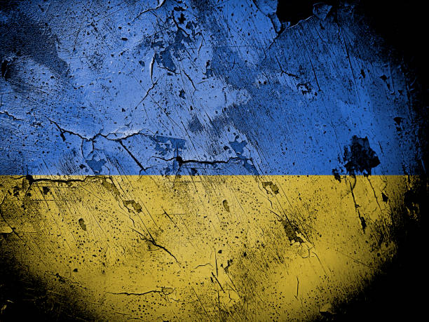 istock Colors Flag of Ukraine old background 1375264651