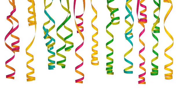 Colorful streamers isolated on white background