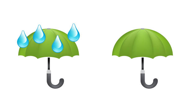 regenschirm mit regentropfen vektor emoji illustration - rain protection personal accessory autumn stock-grafiken, -clipart, -cartoons und -symbole