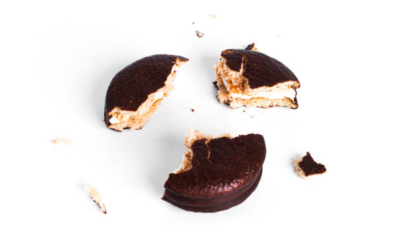 istock Chocolate dessert chocopie isolated on white background. Chocolate sponge cake. Chocolate cookies 1375309716