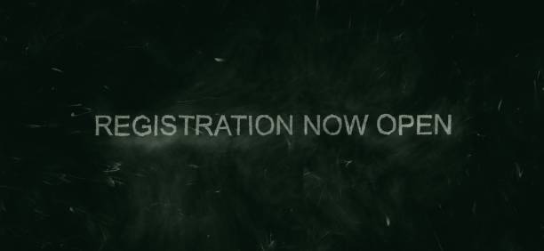 istock Green chalkboard background with words ‘Registration now open’ handwritten in white chalk. 1375315075