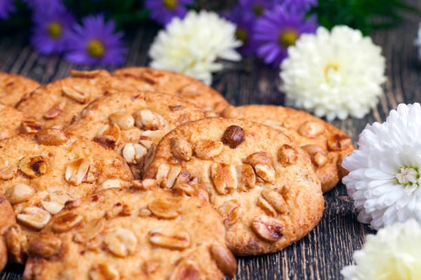 istock wheat-oatmeal cookies with peanuts, closeup 1375322334