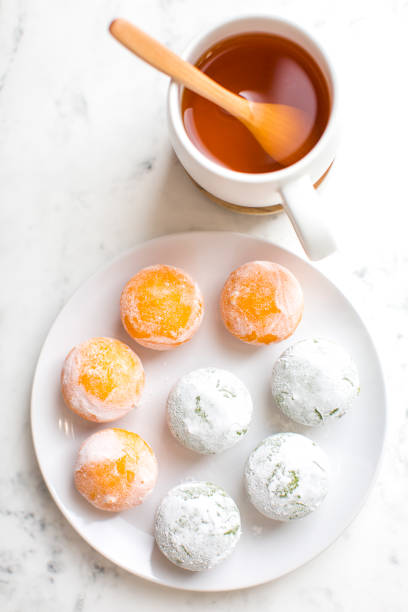 istock Mochi ice cream with green tea on the table 1375357792
