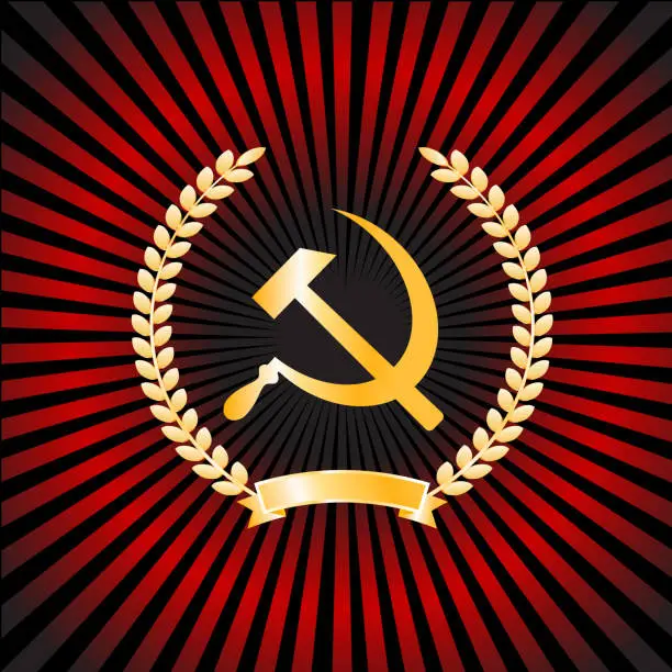 Vector illustration of Hammer and Sickle:Communist symbol