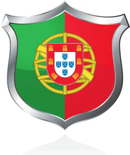 Vector illustration of Portugal flag vector insignia shield