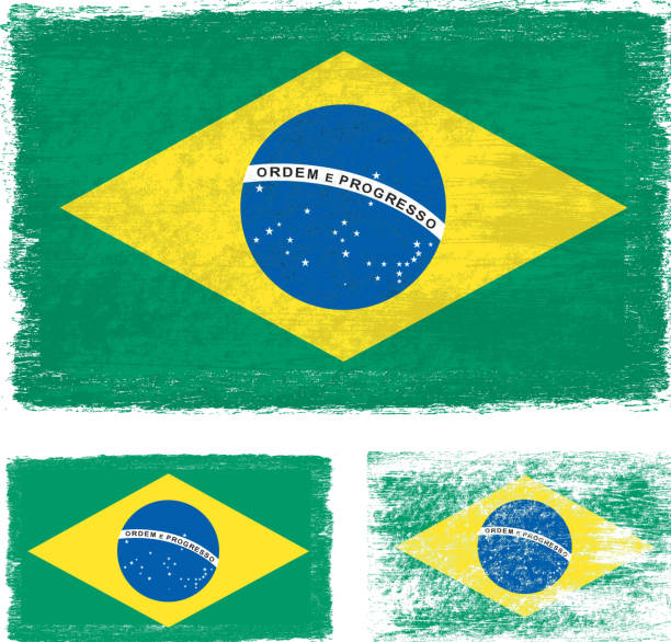 гранж флаг бразилии - flag brazil brazilian flag dirty stock illustrations