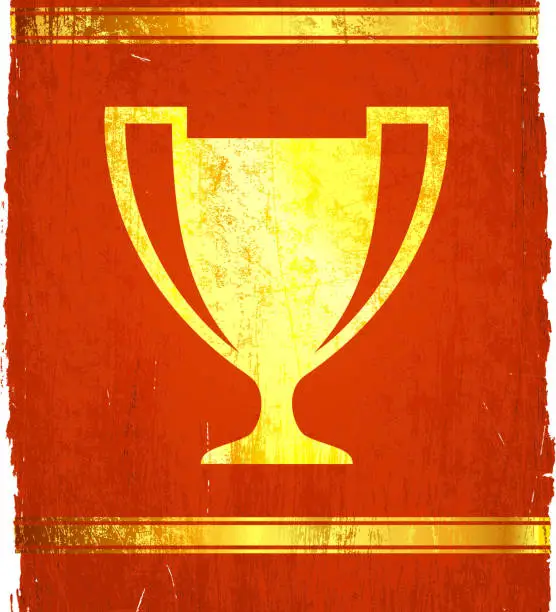 Vector illustration of golden trophy on royalty free vector Background