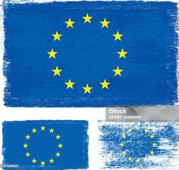 Grunge Bandeira Da União Europeia - Arte vetorial de stock e mais imagens de Europa - Locais geográficos - Europa - Locais geográficos, Rasgado, Bandeira da União Europeia