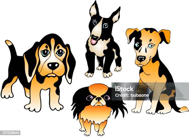 Quatro Cães Pequenos - Arte vetorial de stock e mais imagens de Animal Doméstico - Animal Doméstico, Animal de Estimação, Banda desenhada - Produto Artístico