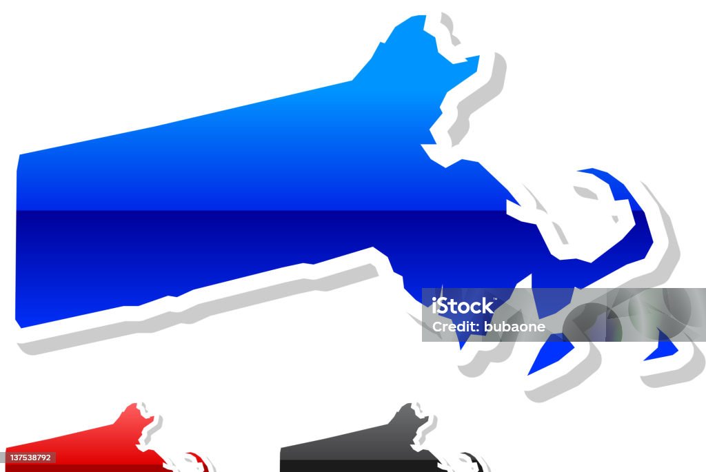 Estado de Massachusetts botón de arte vectorial libre de derechos de 3 colores - arte vectorial de Cultura estadounidense libre de derechos