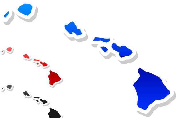 ilustraciones, imágenes clip art, dibujos animados e iconos de stock de estado de hawai botón de arte vectorial libre de derechos de 3 colores - atolón de midway