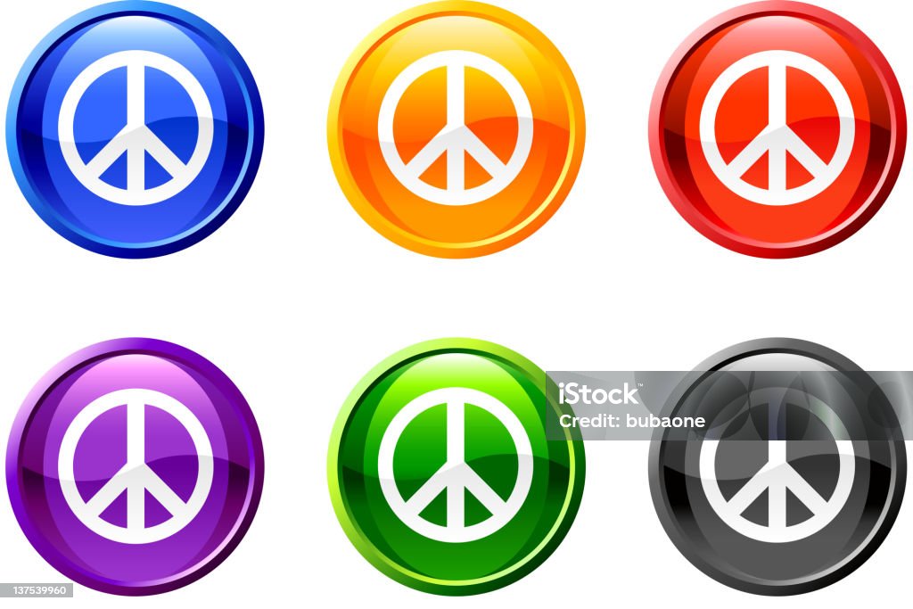 Sześć, koło multicolored ikony z biały symbol pokoju. - Grafika wektorowa royalty-free (Bez ludzi)
