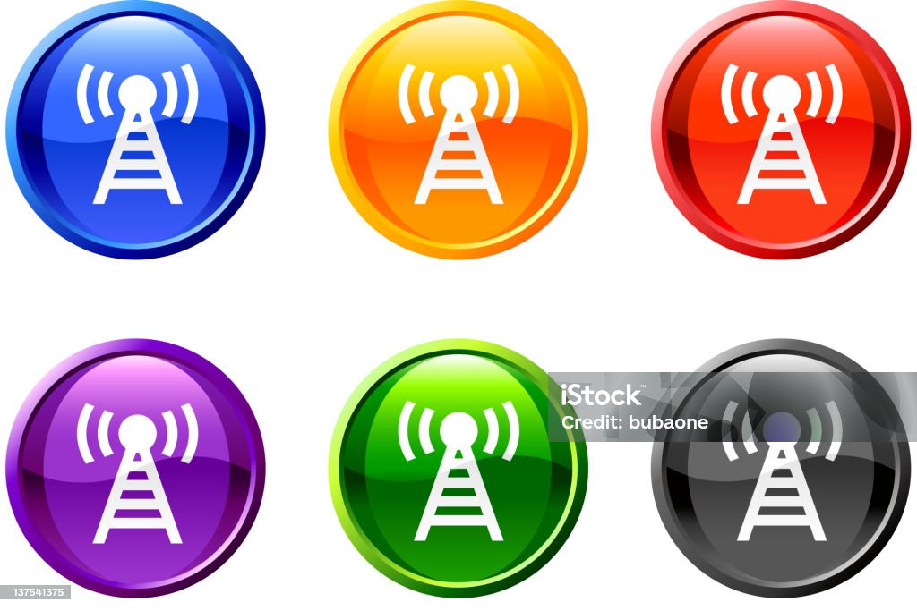 radio d'informations libres de droits "vecteur Ensemble d'icônes de boutons - clipart vectoriel de Antenne individuelle libre de droits