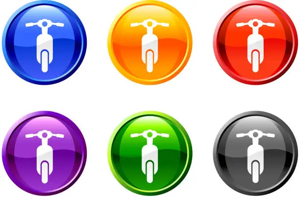 Vector illustration of bike moped royalty free vector icon set round buttons