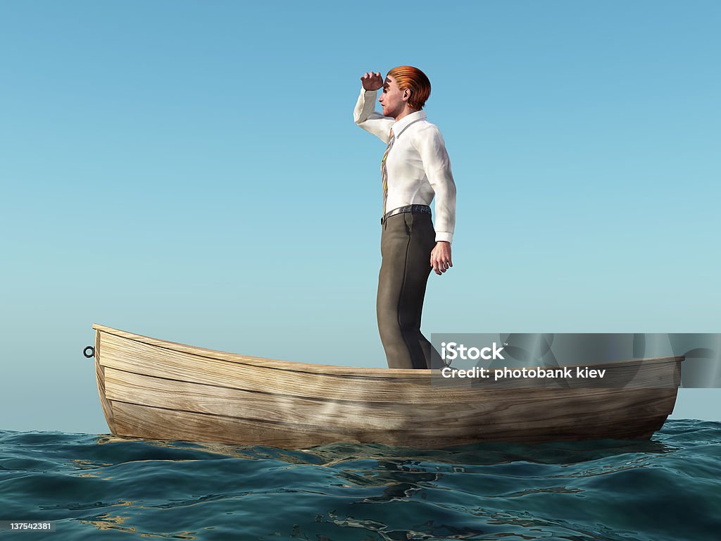 Homem em um barco e Dispersaweather condition - Royalty-free Acidente - Conceito Foto de stock