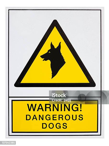 Ilustración de Advertencia Sobre Perros Peligrosos y más Vectores Libres de Derechos de Alerta - Alerta, Amarillo - Color, Blanco - Color