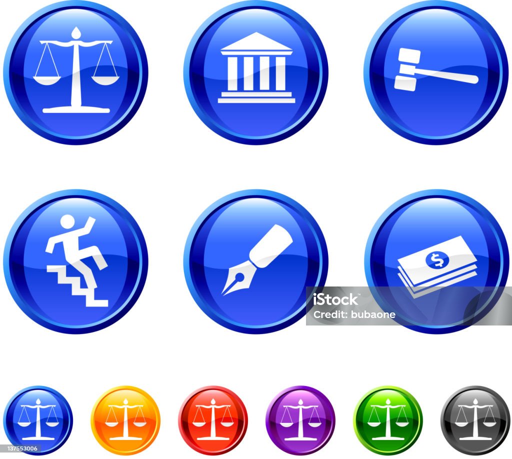 Sistema jurídico royalty free ícone de vetor definido em cores 36 - Vetor de Advogado royalty-free