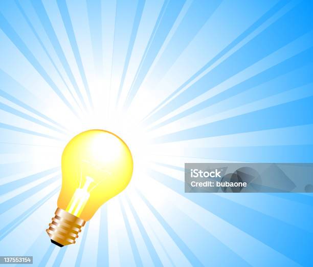 일러스트레이션 Lightbulb 글로잉 있는 스트라이프드 다중 섀이드 청색 배경 0명에 대한 스톡 벡터 아트 및 기타 이미지 - 0명, 개념, 개념과 주제