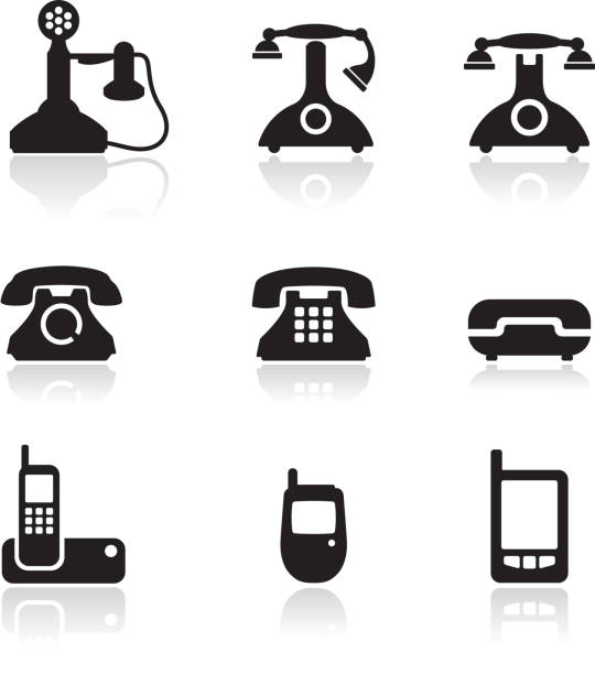 telephone royalty free vector icon set telephone icon set cordless phone stock illustrations