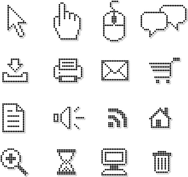 ピクセルインターネットロイヤリティフリーのベクターアイコンセット - cursor hyperlink symbol computer mouse点のイラスト素材／クリップアート素材／マンガ素材／アイコン素材