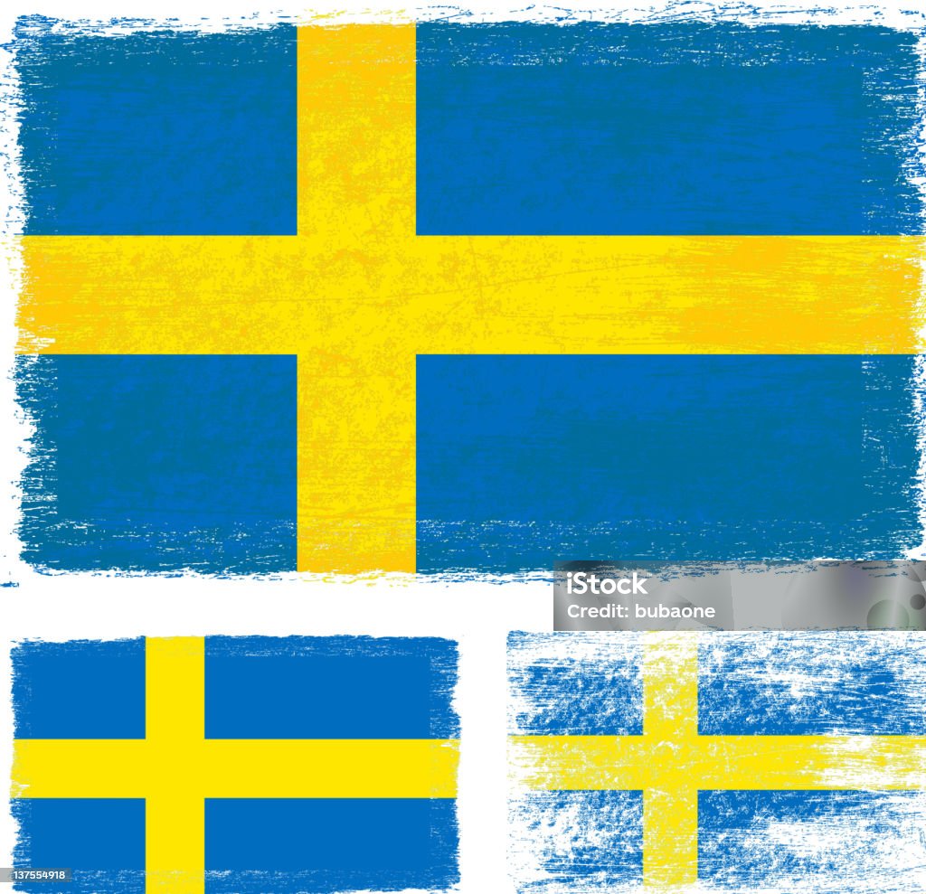 Schwedische Flagge gemacht mit Pinselstrichen - Lizenzfrei Alt Vektorgrafik