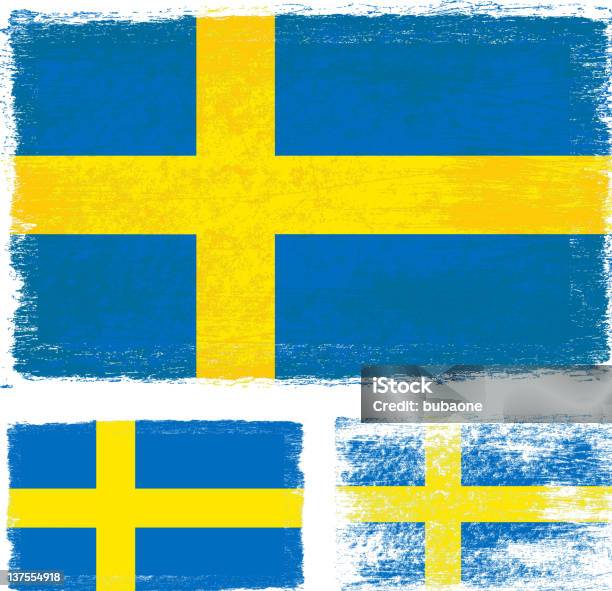 Schwedische Flagge Gemacht Mit Pinselstrichen Stock Vektor Art und mehr Bilder von Alt - Alt, Altertümlich, Beschädigt