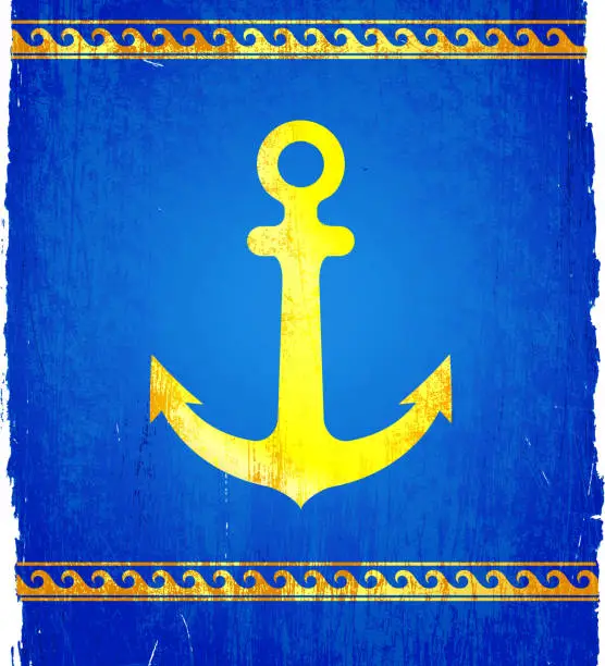 Vector illustration of ship anchor on royalty free vector Background