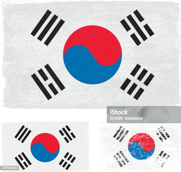 Grunge Südkorea Flagge Stock Vektor Art und mehr Bilder von Alt - Alt, Altertümlich, Beschädigt