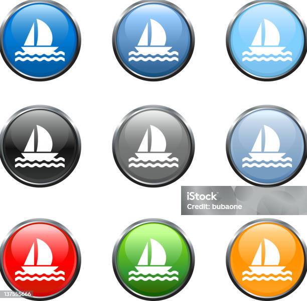 Yacht Lizenzfreie Vektorgrafik In Neun Farben Stock Vektor Art und mehr Bilder von Biegung - Biegung, Blau, Farbiger Hintergrund