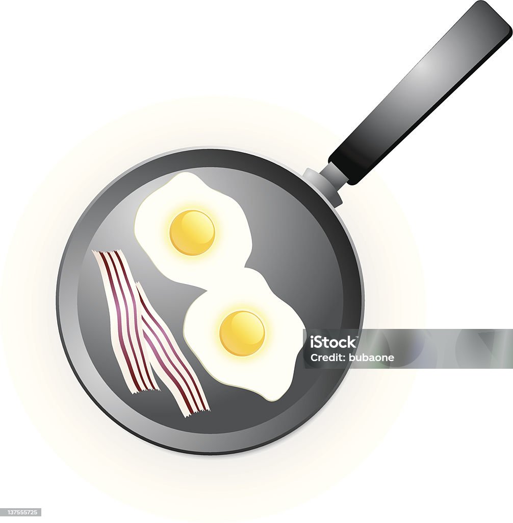 Huevos en una sartén con tocino vectoriales sin royalties - arte vectorial de Alimento libre de derechos