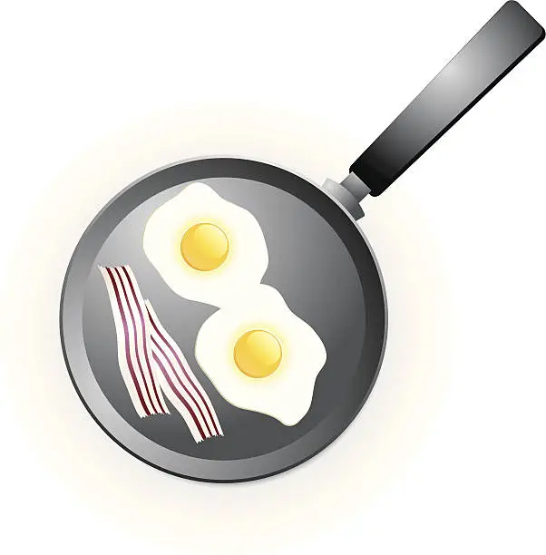 Vector illustration of Eggs on a frying pan with bacon royalty free vector