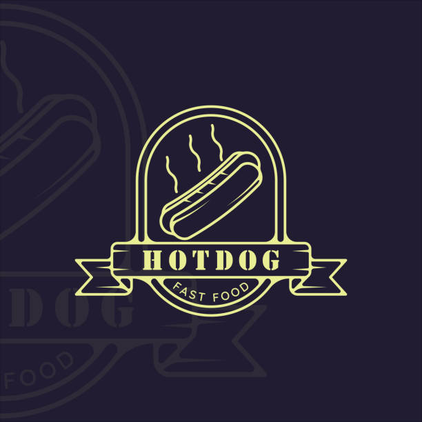 hotdog or hotdogs  line art simple minimalist vector illustration template icon graphic design. fast food sign or symbol for menu or restaurant concept with badge emblem and typography hotdog or hotdogs  line art simple minimalist vector illustration template icon graphic design. fast food sign or symbol for menu or restaurant concept with badge emblem and typography hot dog stand stock illustrations