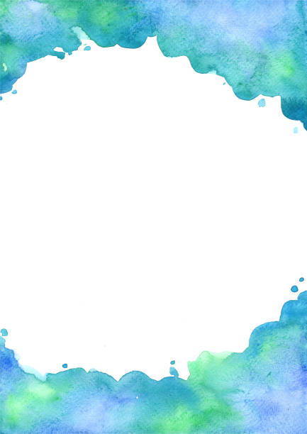 istock Abstract green, blue and indigo blue watercolor frame background for decoration on aquatic, tropical and winter concept. 1375622488