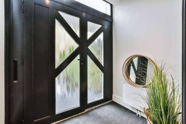 istock The entrance with a black door 1375647274
