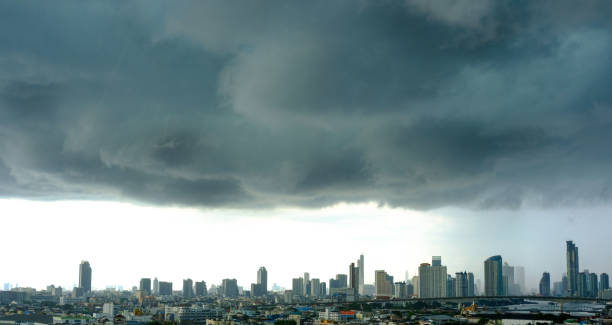 istock Bangkok Storm clouds sky heavy rain In a modern city 1375655294