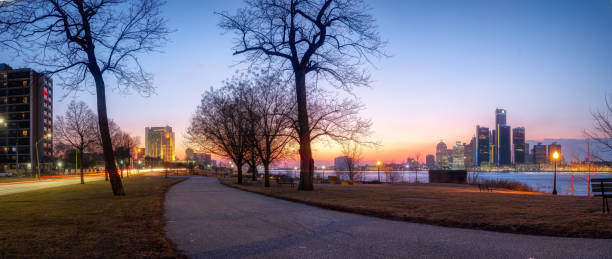 istock Detroit, Michigan - Winter Skyline at Dusk 1375656954