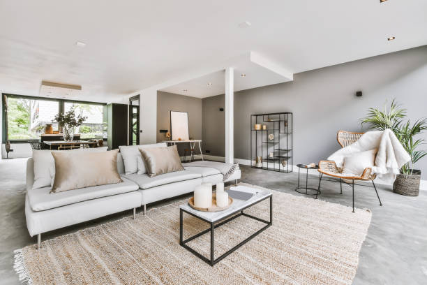 istock Stylish living area with beige sofa 1375658690