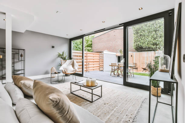istock Stylish living area with beige sofa 1375660827