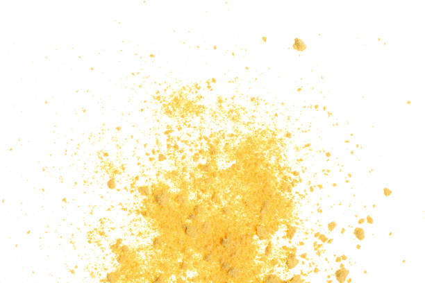 Parmesan cheese powder on white background stock photo