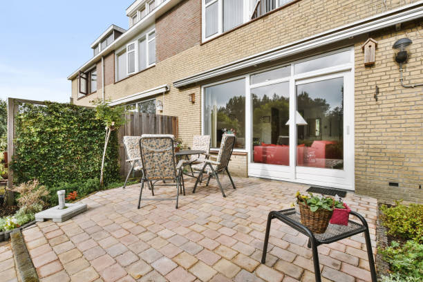 istock Mind-blowing courtyard of the house with comfortable chairs 1375697957