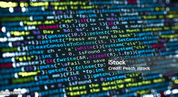 Programming Code Screen Abstract Modern Tech Of Programming Code Screen Developer Stock Photo ...