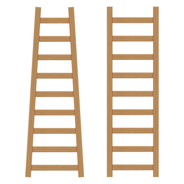 istock A set of wooden ladders on a white background. Color vector illustration 1375706905