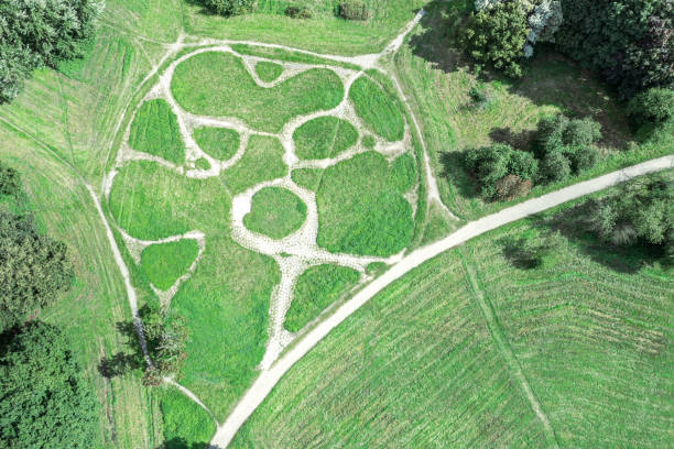 istock aerial drone landscape view. park footpaths during bright summer day 1375710600