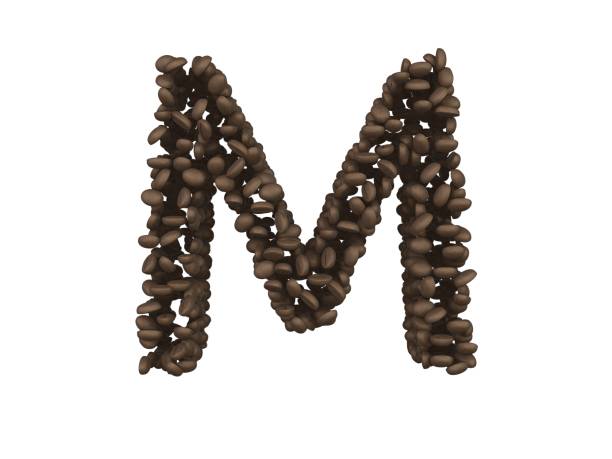 3D Render of Coffee Bean Themed Font  Letter M