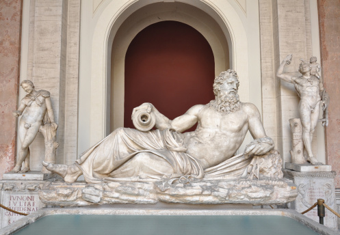 Roman marble statue of the Tigris River God from Greek mythology, dating to the 2nd century and restored in the 16th century by Giovanni Angelo Montorsoli. It is on display at the Vatican Museums.