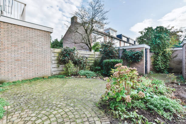istock Delightful landscape of the courtyard with greenery 1375739399