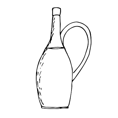 Olive oil bottle vector illustration hand drawing doodle