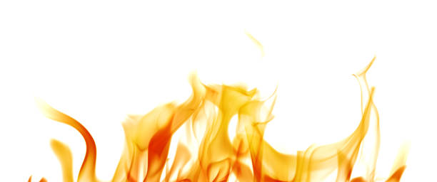 istock orange flame small sparks isolated on white 1375759141